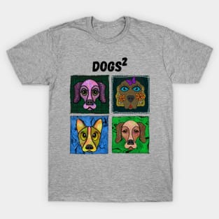 Dogs square funny patches T-Shirt